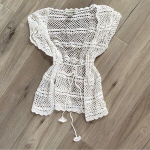 Crochet Open-Weave Cover-Up in White